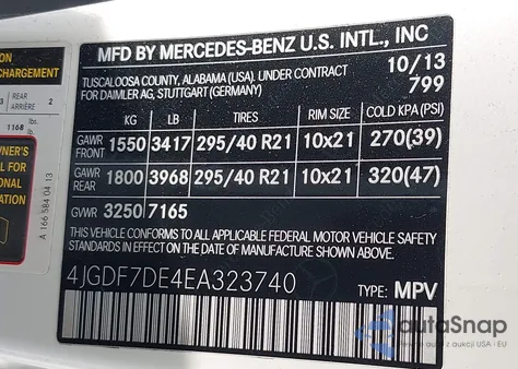 2014 Mercedes-Benz Gl 550 4Matic z USA, uszkodzony, nr VIN 4JGDF7DE4EA323740